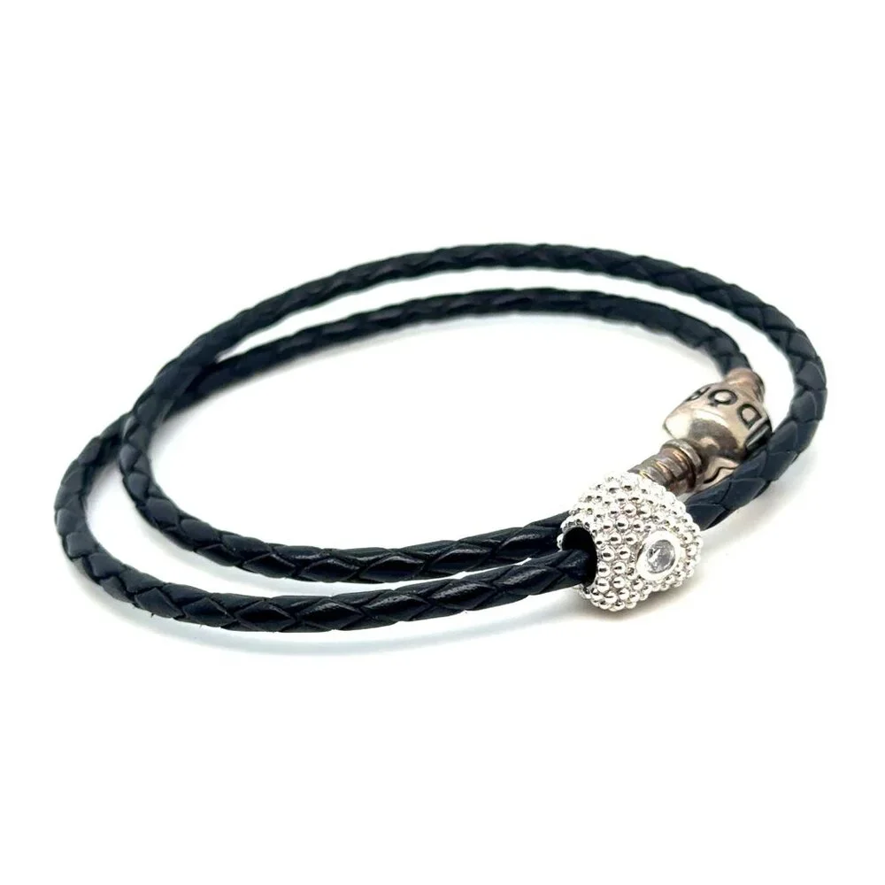 Pandora Black‎ Cord W/ Unbranded Heart Charm